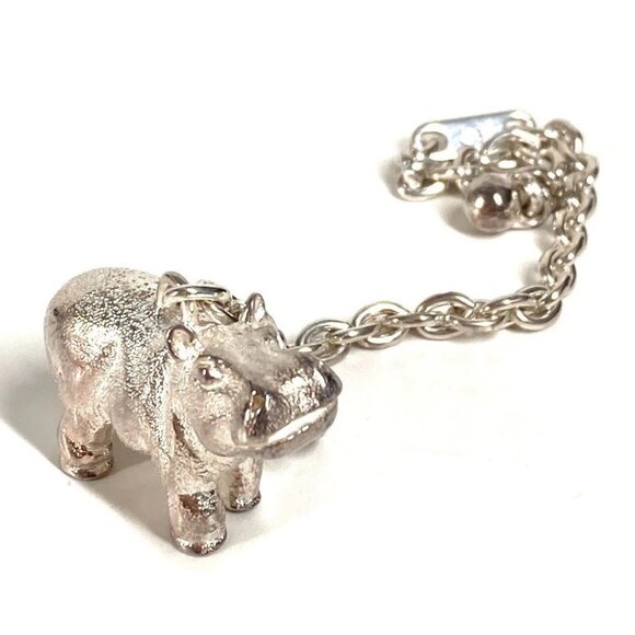 HERMES Cabas Hippopotamus charm Key Holder Bag Charm Chain charm SV925 Silver - Picture 1 of 7